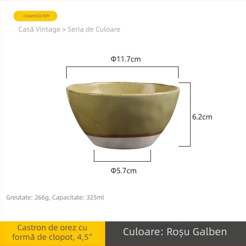 Bol ceramic, culoare sub glazură, formă neregulată, stil retro, compatibil cu cuptorul cu microunde, logo personalizat