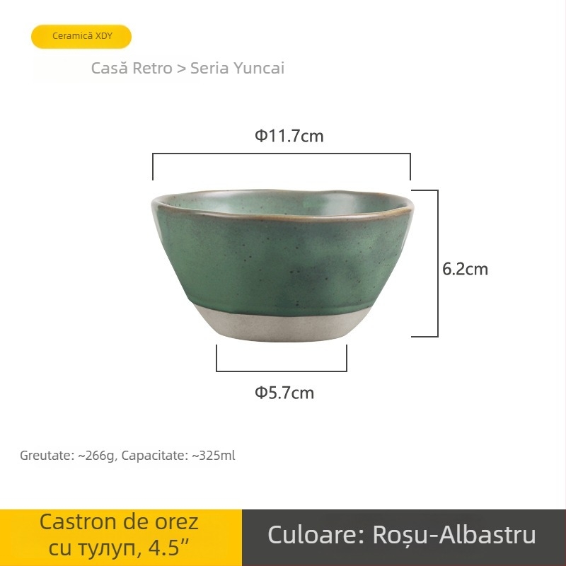 Bol ceramic, culoare sub glazură, formă neregulată, stil retro, compatibil cu cuptorul cu microunde, logo personalizat