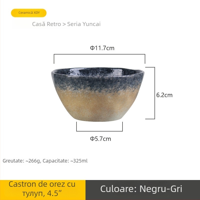 Bol ceramic, culoare sub glazură, formă neregulată, stil retro, compatibil cu cuptorul cu microunde, logo personalizat