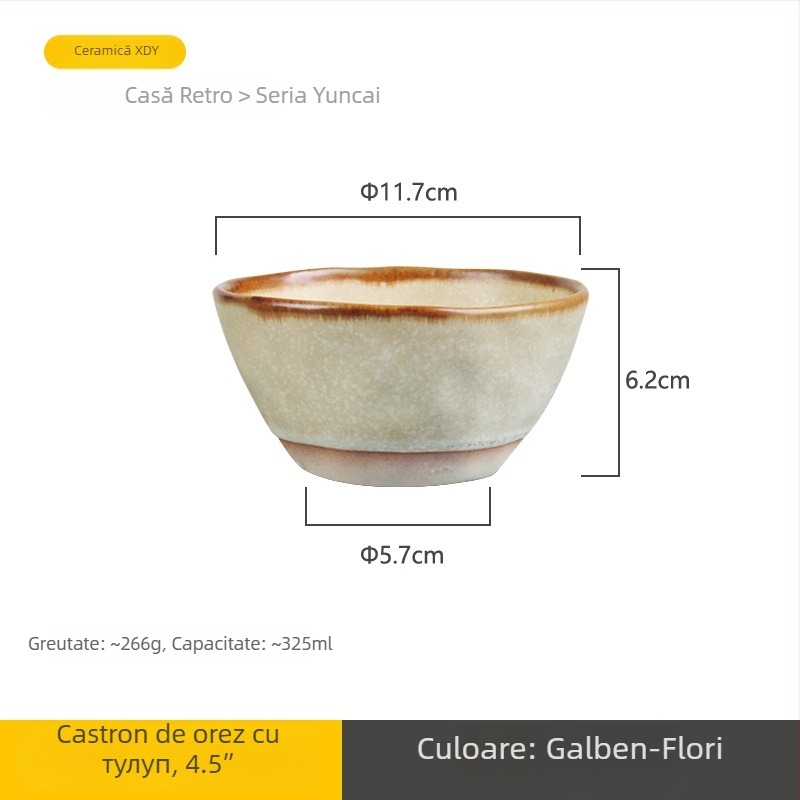 Bol ceramic, culoare sub glazură, formă neregulată, stil retro, compatibil cu cuptorul cu microunde, logo personalizat