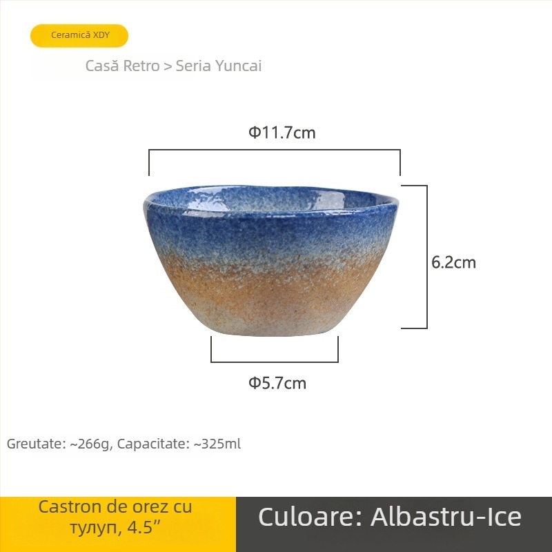 Bol ceramic, culoare sub glazură, formă neregulată, stil retro, compatibil cu cuptorul cu microunde, logo personalizat