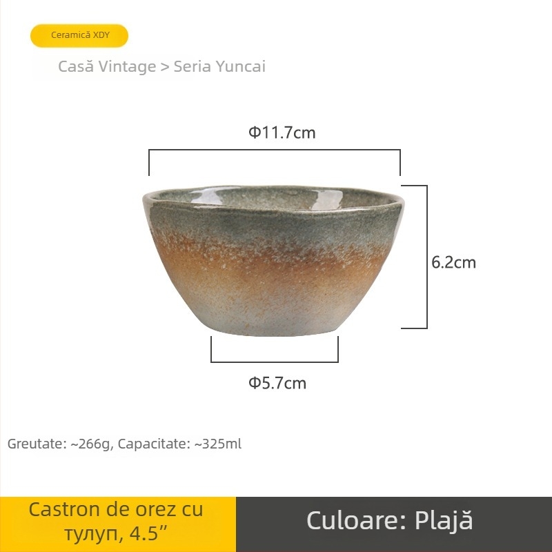 Bol ceramic, culoare sub glazură, formă neregulată, stil retro, compatibil cu cuptorul cu microunde, logo personalizat