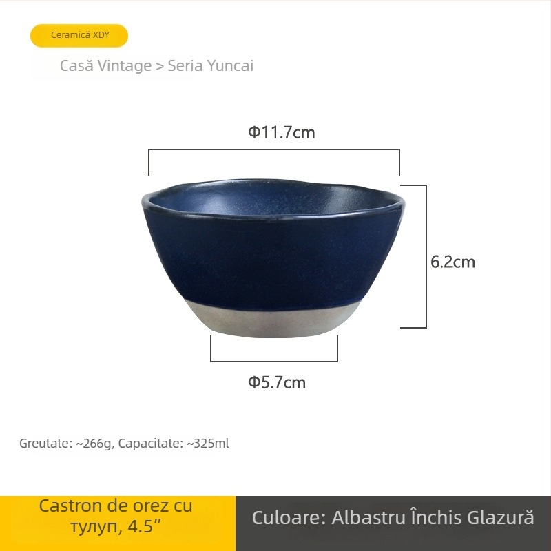 Bol ceramic, culoare sub glazură, formă neregulată, stil retro, compatibil cu cuptorul cu microunde, logo personalizat