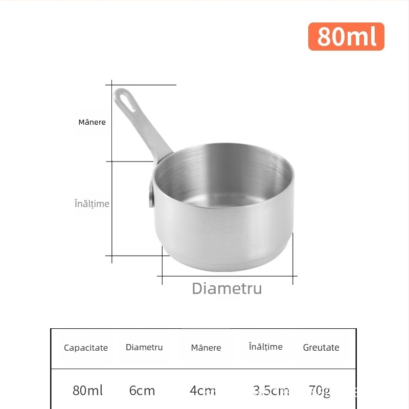 Căniță de sos din oțel inoxidabil cu mâner – farfuriu rotund pentru dipping, veselă de masă în stil japonez, imprimare logo disponibil