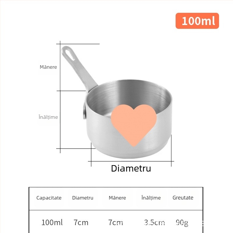 Căniță de sos din oțel inoxidabil cu mâner – farfuriu rotund pentru dipping, veselă de masă în stil japonez, imprimare logo disponibil