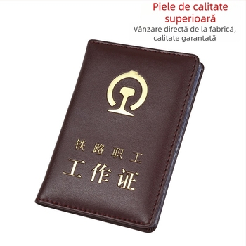 Husă din piele naturală pentru permisul de lucru feroviar, unisex, stil neutru, lansare toamnă 2020, pentru utilizare zilnică
