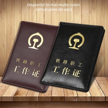 Husă din piele naturală pentru permisul de lucru feroviar, unisex, stil neutru, lansare toamnă 2020, pentru utilizare zilnică