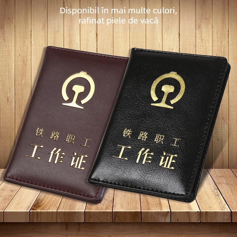 Husă din piele naturală pentru permisul de lucru feroviar, unisex, stil neutru, lansare toamnă 2020, pentru utilizare zilnică