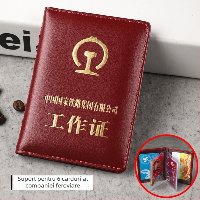 Husă din piele naturală pentru permisul de lucru feroviar, unisex, stil neutru, lansare toamnă 2020, pentru utilizare zilnică