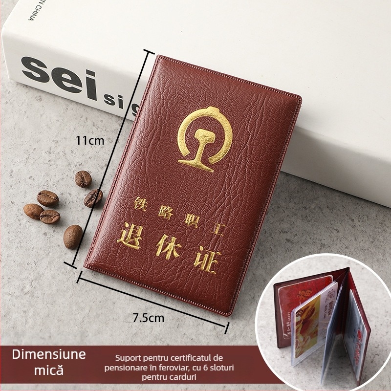 Husă din piele naturală pentru permisul de lucru feroviar, unisex, stil neutru, lansare toamnă 2020, pentru utilizare zilnică