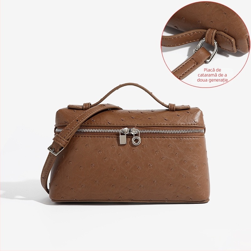 Geantă mică crossbody din PU pentru damă — formă orizontală pătrată, închidere cu fermoar, căptușeală PU, curea unică, vara 2024