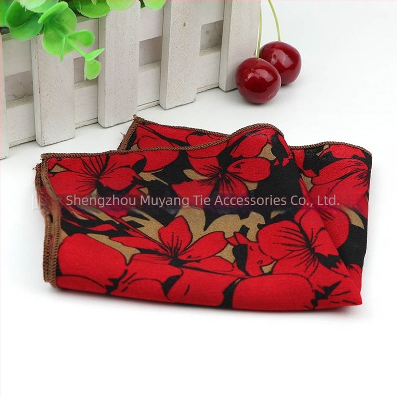 Batistă de buzunar – imprimeu chiffon floral, fibre de poliester, pentru adulți, vară 2023