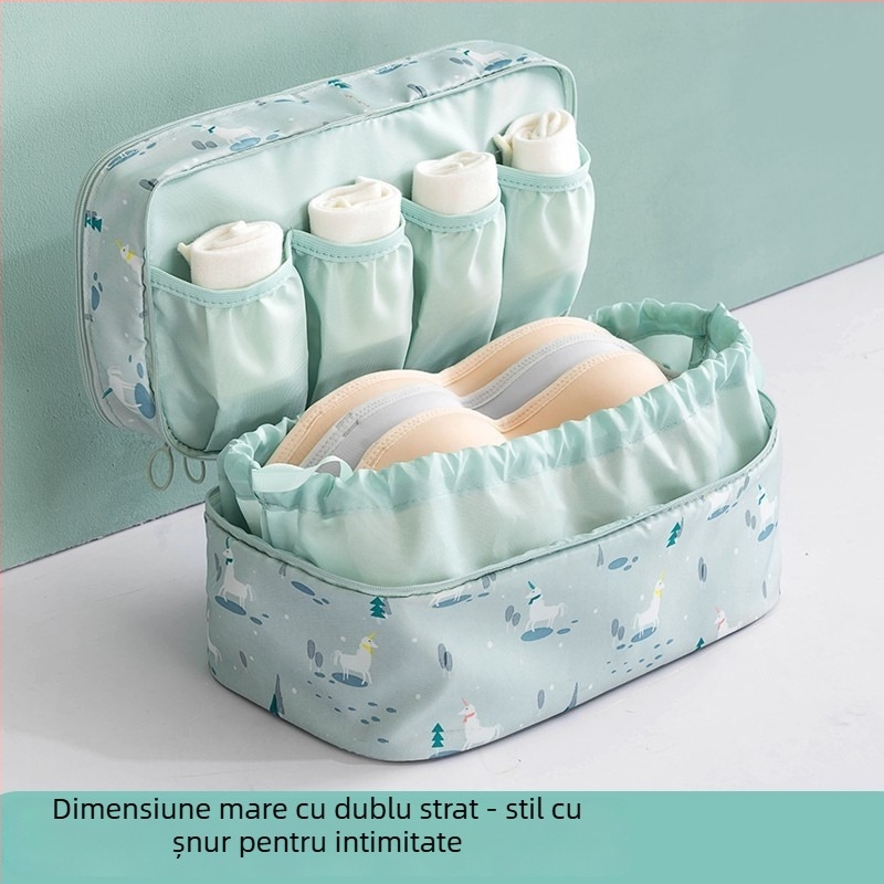 Geantă de depozitare pentru lenjerie și haine pentru călătorie, poliester, multifuncțională, potrivită pentru lenjerie, absorbante și sutiene, stil ușor luxos
