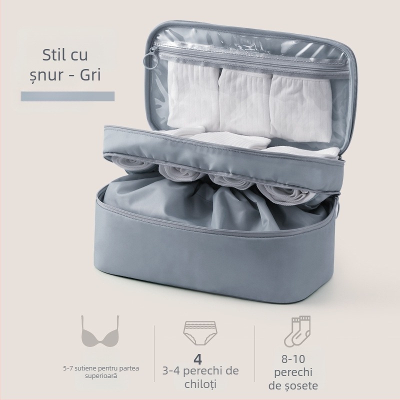 Geantă de depozitare pentru lenjerie și haine pentru călătorie, poliester, multifuncțională, potrivită pentru lenjerie, absorbante și sutiene, stil ușor luxos