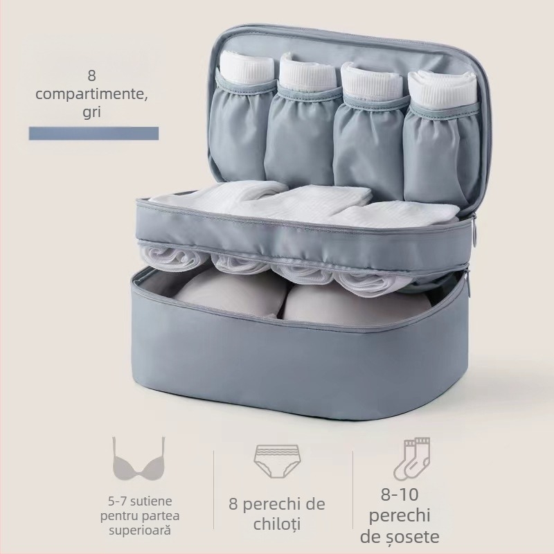Geantă de depozitare pentru lenjerie și haine pentru călătorie, poliester, multifuncțională, potrivită pentru lenjerie, absorbante și sutiene, stil ușor luxos
