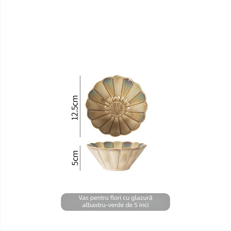 Bol rot din porțelan — stil japonez, glazură de cuptor, pentru ramen și supă, compatibil cu microunde, modele multiple, veselă retro de lux