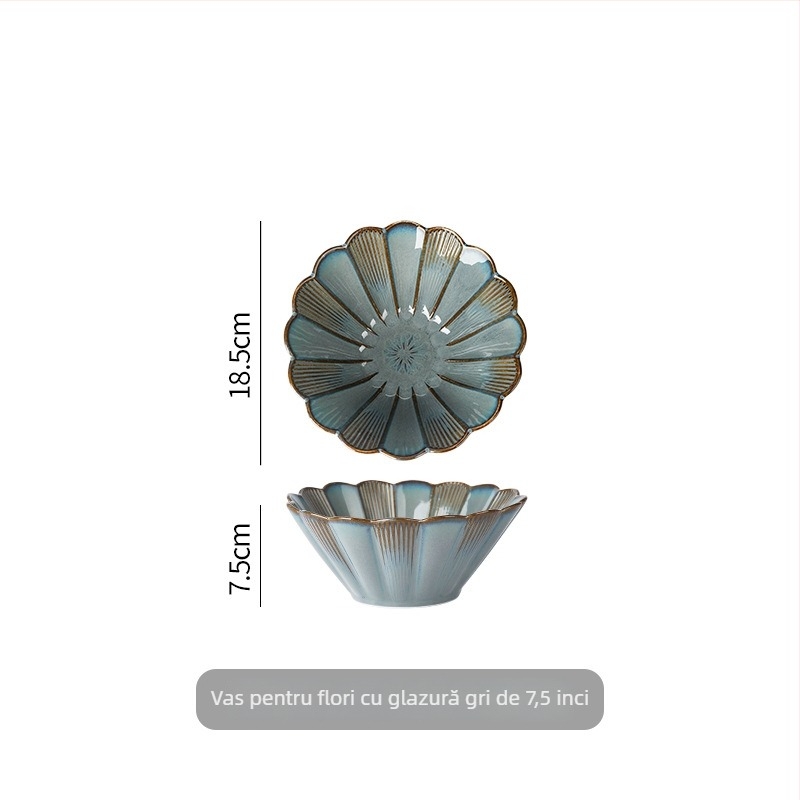 Bol rot din porțelan — stil japonez, glazură de cuptor, pentru ramen și supă, compatibil cu microunde, modele multiple, veselă retro de lux