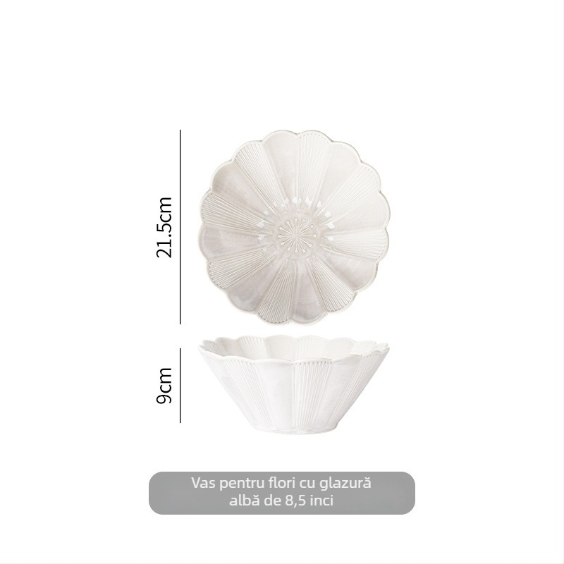 Bol rot din porțelan — stil japonez, glazură de cuptor, pentru ramen și supă, compatibil cu microunde, modele multiple, veselă retro de lux