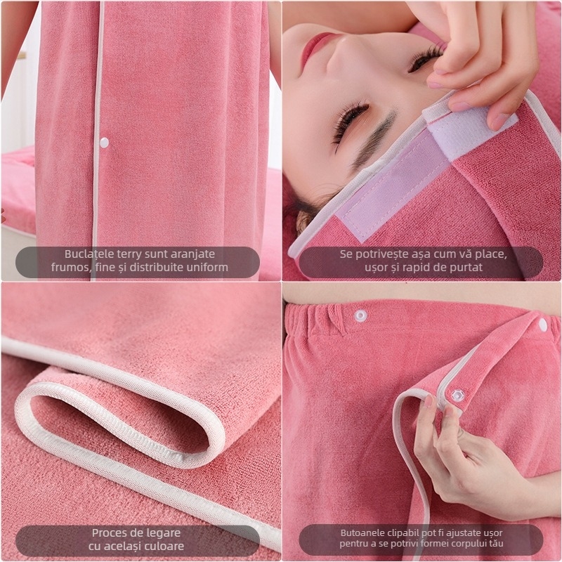 Set de prosoape pentru salon de înfrumusețare cu turban, prosoape pentru piept și baie; microfibră 400 g; uscare rapidă; absorbție ridicată; imprimare logo disponibil; set de 3 sau 5 piese