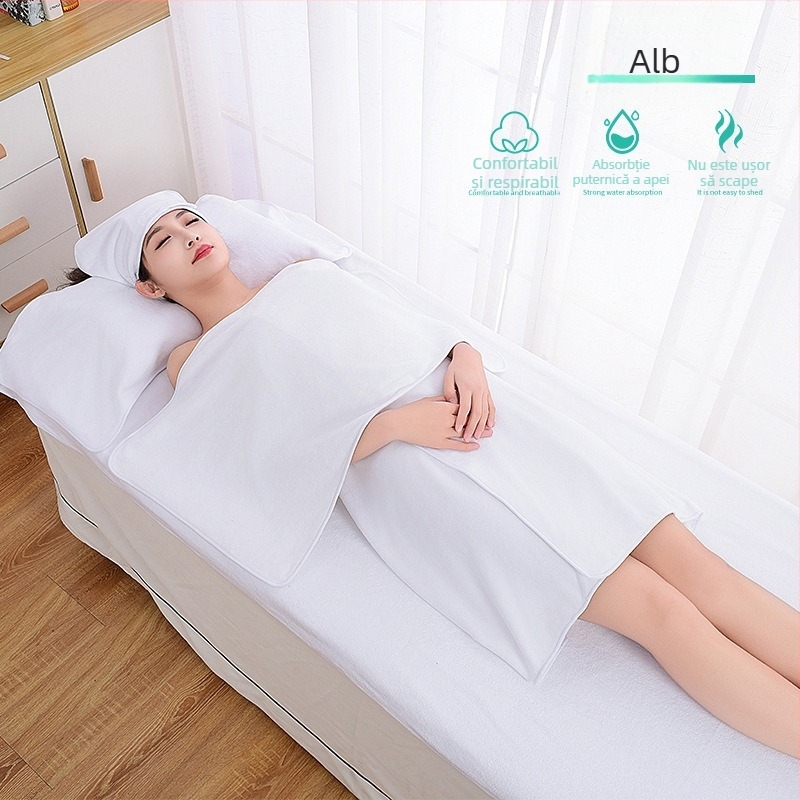 Set de prosoape pentru salon de înfrumusețare cu turban, prosoape pentru piept și baie; microfibră 400 g; uscare rapidă; absorbție ridicată; imprimare logo disponibil; set de 3 sau 5 piese
