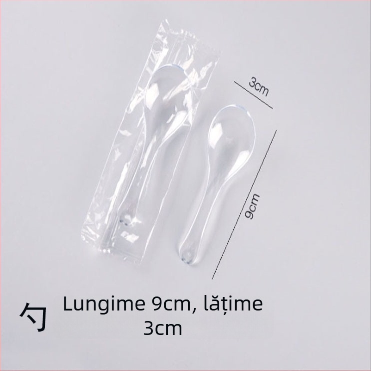 Linguri din plastic de unică folosință pentru bibimbap, pachet 100 buc, pentru takeout, nu sunt compatibile cu microundele