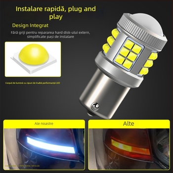 Bec LED pentru mașină 1156-33SMD-3030 chip convex cu lentilă pentru semnalizare, mers înapoi și frână, 10-30V, 6.85W, 872 lm