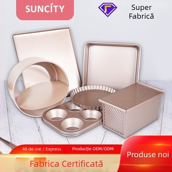 Set de ustensile pentru coacere din oțel carbon, cu strat antiaderent — forme pentru tort, tavă de pâine și tavă de pizza