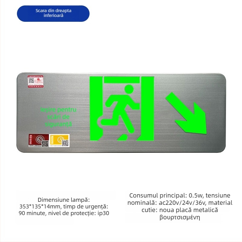 Minhua Lumină de Urgență pentru Ieșire – Semnal de Evacuare, Montaj pe Suprafață, 36V, Model Minhua 36-220V