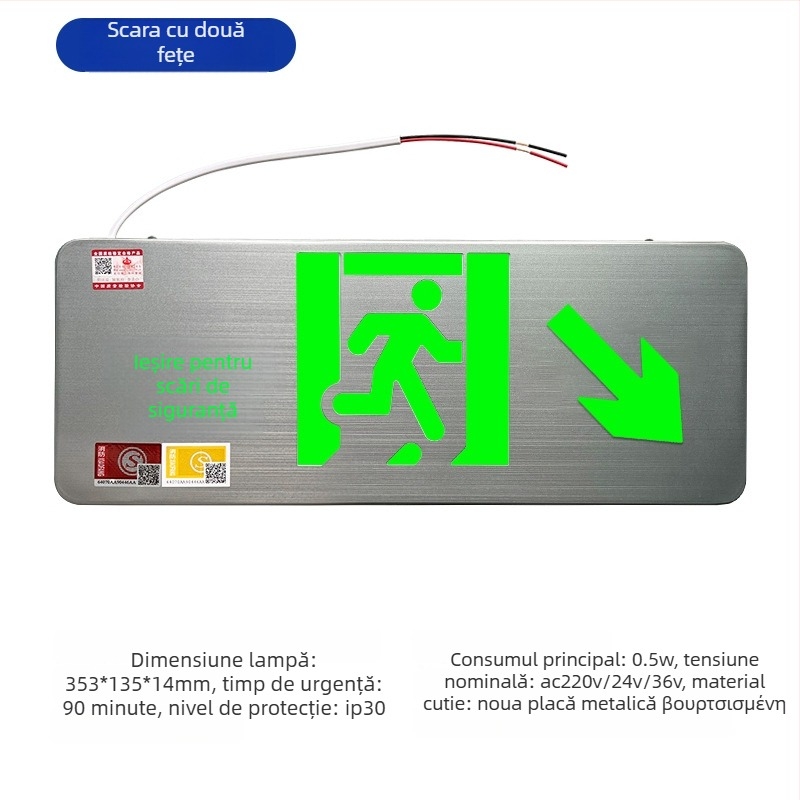 Minhua Lumină de Urgență pentru Ieșire – Semnal de Evacuare, Montaj pe Suprafață, 36V, Model Minhua 36-220V