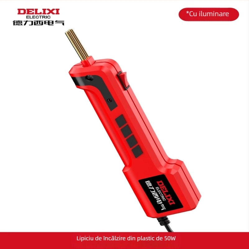 Aparat electric pentru sudură plastic pentru reparații la bara auto și sigilarea fisurilor; compatibil cu nylon, ABS, PP, PE etc.; 220V, 60Hz; încălzire electrică; dimensiuni 23.5×15.5 cm; greutate 0.63 kg