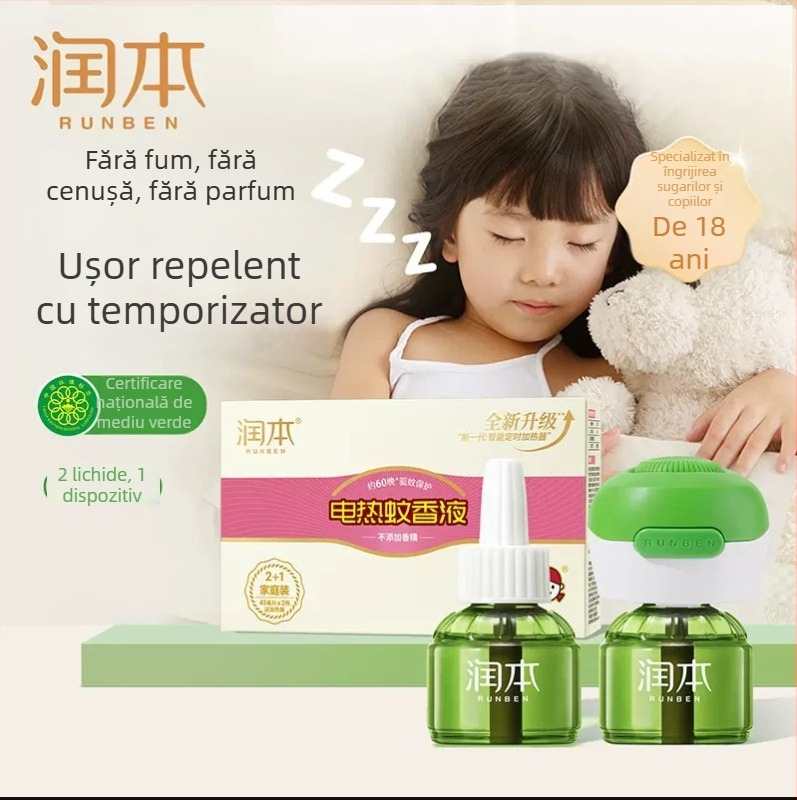Runben lichid electric repelent pentru țânțari, fără parfum, 45 ml, pentru copii 1–3 ani