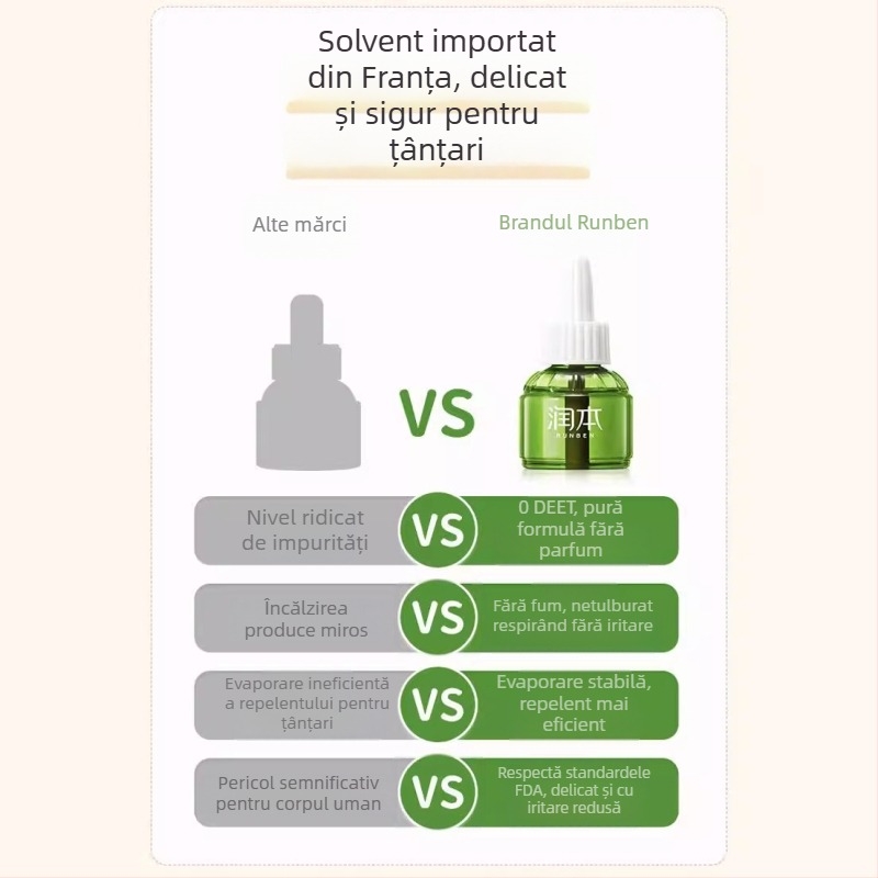 Runben lichid electric repelent pentru țânțari, fără parfum, 45 ml, pentru copii 1–3 ani