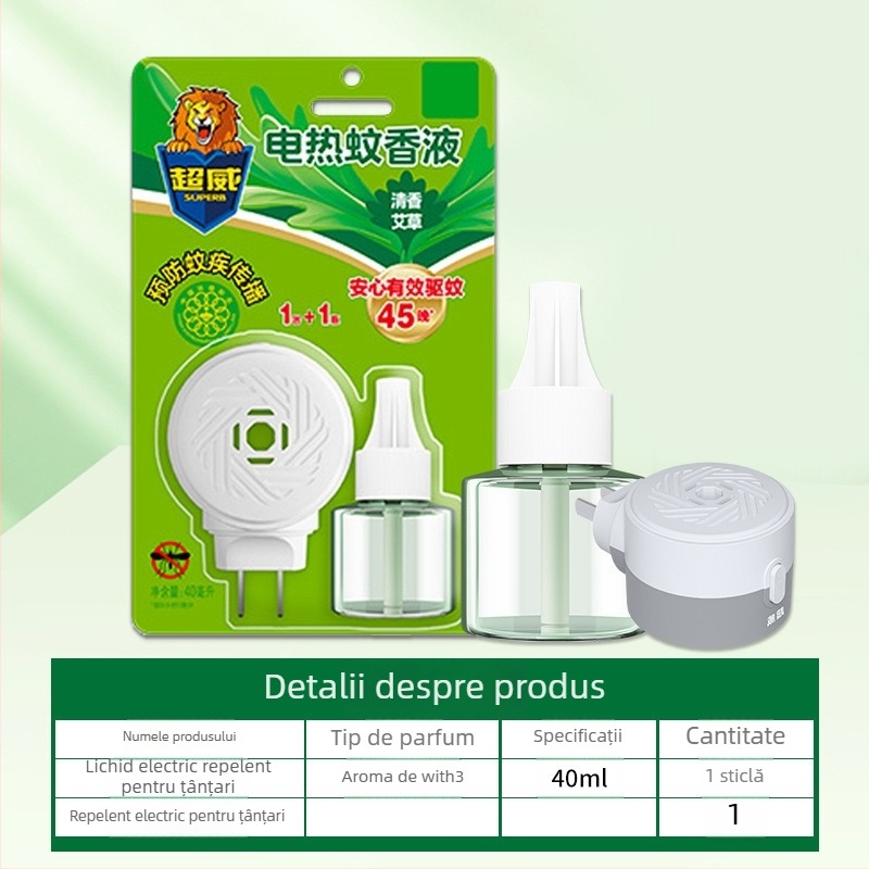 Lichid repulsor electric pentru țânțari – Mugwort parfum, formulă ușoară, sticlă unică, 24 bucăți într-o cutie, nr. înregistrare pesticid Wp20120071.