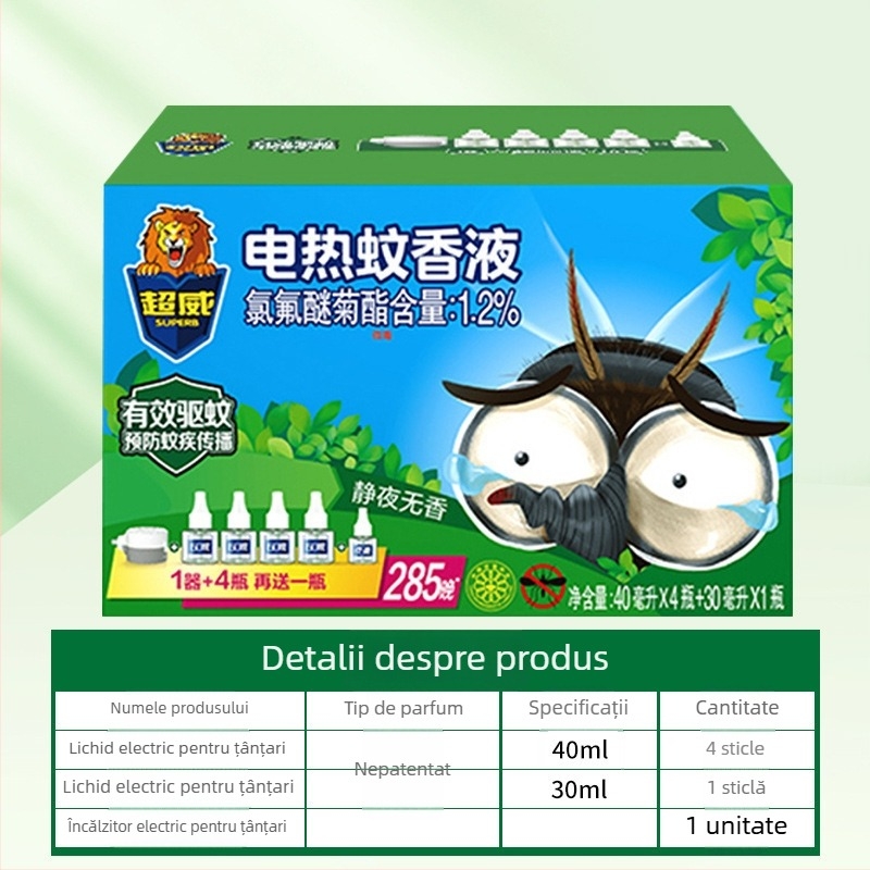 Lichid repulsor electric pentru țânțari – Mugwort parfum, formulă ușoară, sticlă unică, 24 bucăți într-o cutie, nr. înregistrare pesticid Wp20120071.