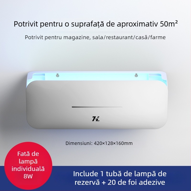 Lampă de combatere a țânțarilor montată pe perete pentru restaurante, hoteluri și magazine — Capcană lipicioasă pentru muște, Model HZ-MY08, Țeavă de sticlă a lămpii, 220V, Temperatură de culoare 2000–3000K, Mărci private autorizate: Da