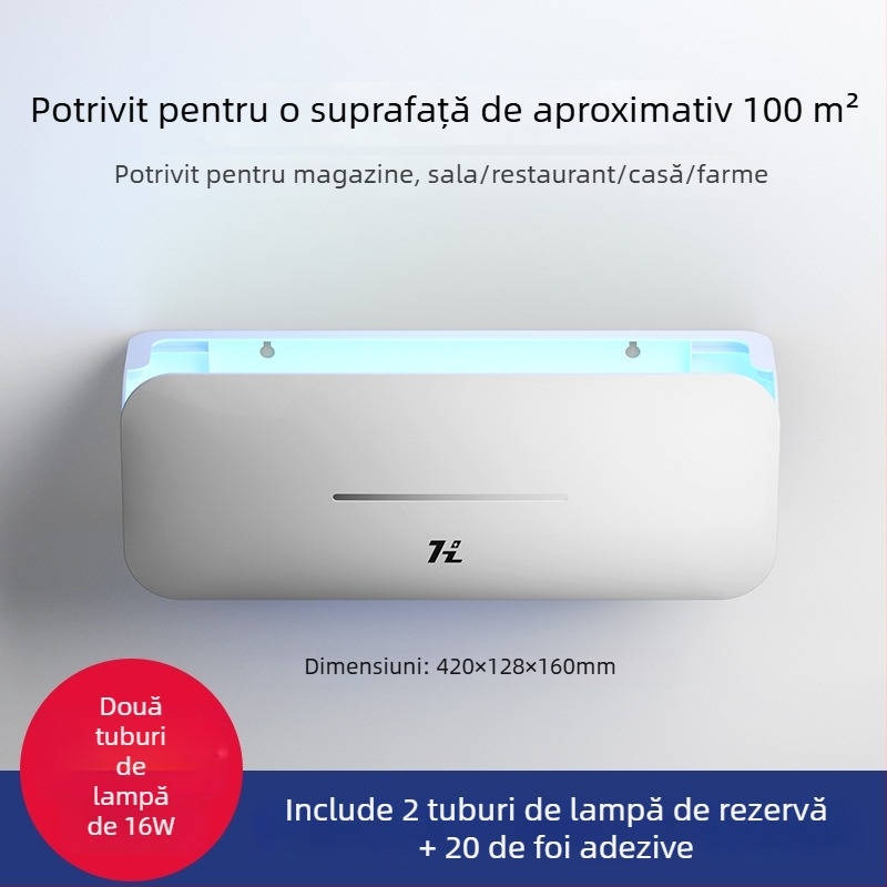 Lampă de combatere a țânțarilor montată pe perete pentru restaurante, hoteluri și magazine — Capcană lipicioasă pentru muște, Model HZ-MY08, Țeavă de sticlă a lămpii, 220V, Temperatură de culoare 2000–3000K, Mărci private autorizate: Da