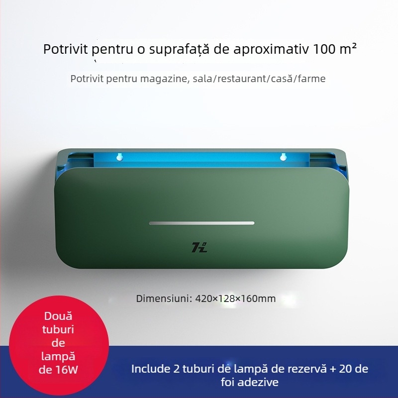 Lampă de combatere a țânțarilor montată pe perete pentru restaurante, hoteluri și magazine — Capcană lipicioasă pentru muște, Model HZ-MY08, Țeavă de sticlă a lămpii, 220V, Temperatură de culoare 2000–3000K, Mărci private autorizate: Da