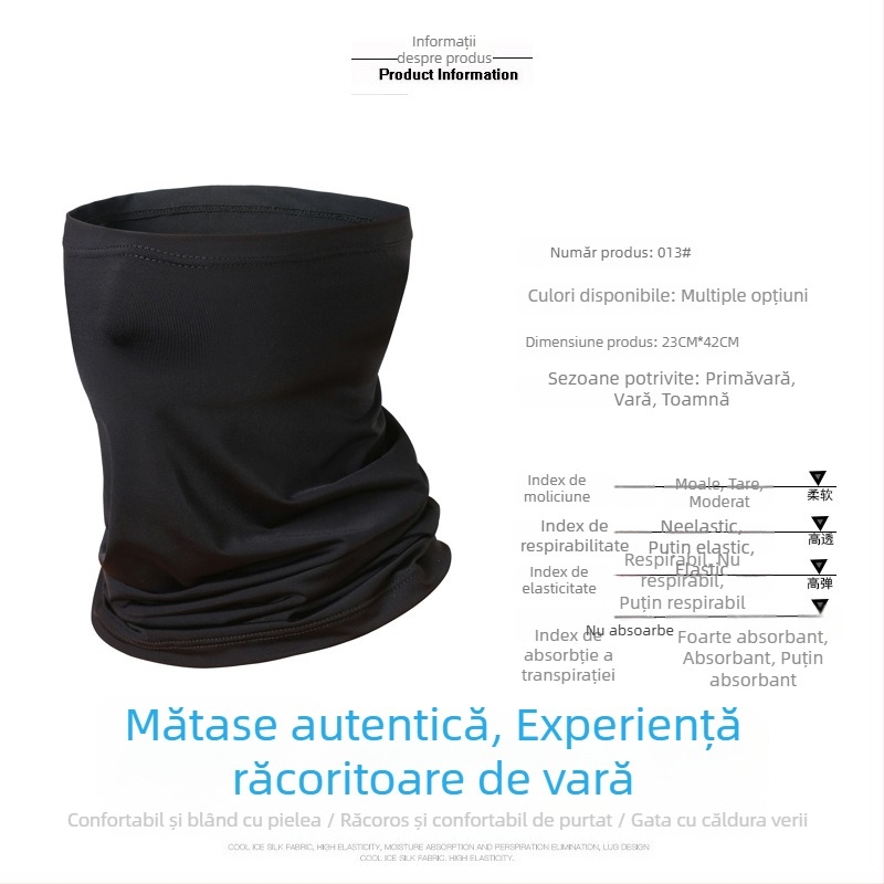 Mască facială din ice silk pentru vară – eșarfă unisex pentru cap pentru ciclism, protecție împotriva prafului și a vântului în exterior