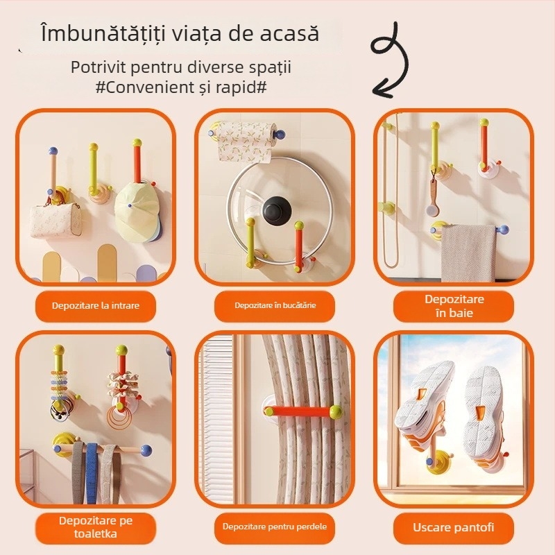Suport pentru bijuterii cu tijă de stocare a elastice pentru păr, din plastic, montaj pe perete, 1 nivel, stil creativ