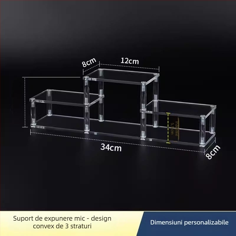 Raft de expunere din acrilic, cu trei niveluri, în stil scară, design tip suport