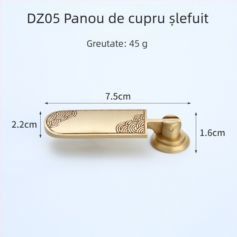 Mâner pentru sertar/ dulap — alamă, finisaj cu trasare pe fir, stil chinez nou, Model 1
