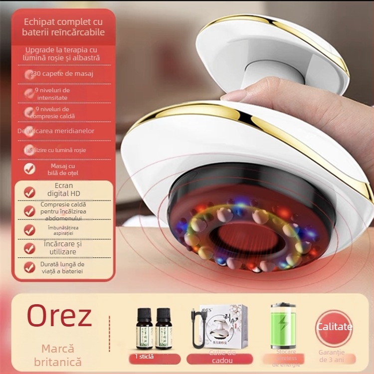 Dispozitiv electric de masaj cu ventuze și presiune negativă, model SWN-3301, alimentare USB, temperatură reglabilă 35–42°C, carcasă ABS, baterie 1200mAh