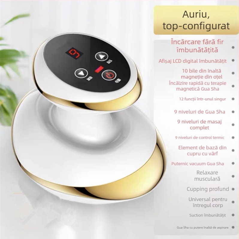 Dispozitiv electric de masaj cu ventuze și presiune negativă, model SWN-3301, alimentare USB, temperatură reglabilă 35–42°C, carcasă ABS, baterie 1200mAh