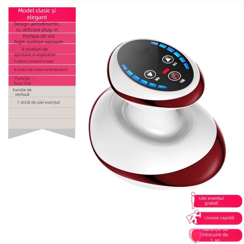 Dispozitiv electric de masaj cu ventuze și presiune negativă, model SWN-3301, alimentare USB, temperatură reglabilă 35–42°C, carcasă ABS, baterie 1200mAh