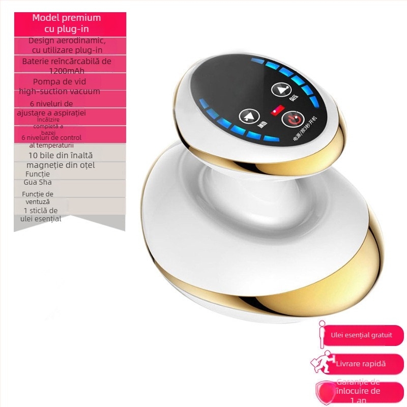 Dispozitiv electric de masaj cu ventuze și presiune negativă, model SWN-3301, alimentare USB, temperatură reglabilă 35–42°C, carcasă ABS, baterie 1200mAh