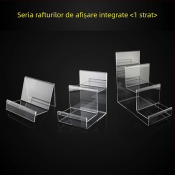Raft de afișaj acrilic transparent pentru portofele, măști, telefoane și ochelari – patru niveluri, stil premium