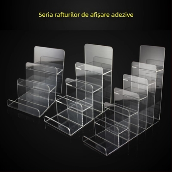 Raft de afișaj acrilic transparent pentru portofele, măști, telefoane și ochelari – patru niveluri, stil premium
