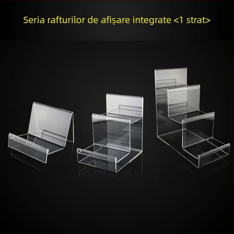 Raft de afișaj acrilic transparent pentru portofele, măști, telefoane și ochelari – patru niveluri, stil premium