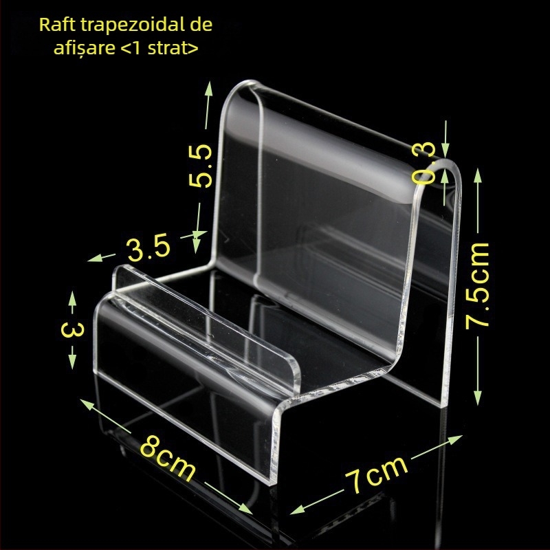 Raft de afișaj acrilic transparent pentru portofele, măști, telefoane și ochelari – patru niveluri, stil premium
