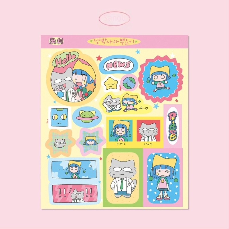 Autocolante cu personaje în stil Polaroid pentru husă de telefon DIY și decorarea iPad-ului, hârtie sintetică, imprimare UV, stil coreean